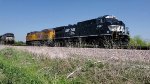 NS 4587 and UP 6367 head south on the Wabtec Test Track towards the Wabtec Locomotive Plant. 